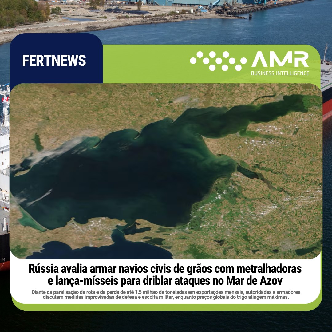 Capa da postagem Rússia avalia armar navios civis de grãos com metralhadoras e lança-mísseis para driblar ataques no Mar de Azov