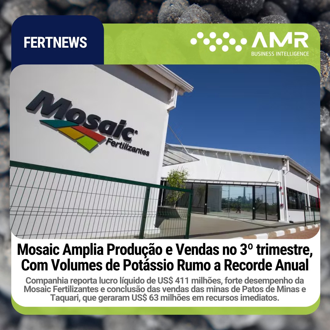 Capa da postagem Mosaic Amplia Produção e Vendas no 3º trimestre, Com Volumes de Potássio Rumo a Recorde Anual