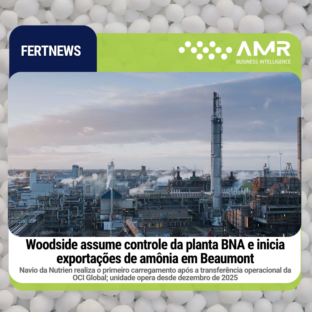 Capa da postagem Woodside assume controle da planta BNA e inicia exportações de amônia em Beaumont