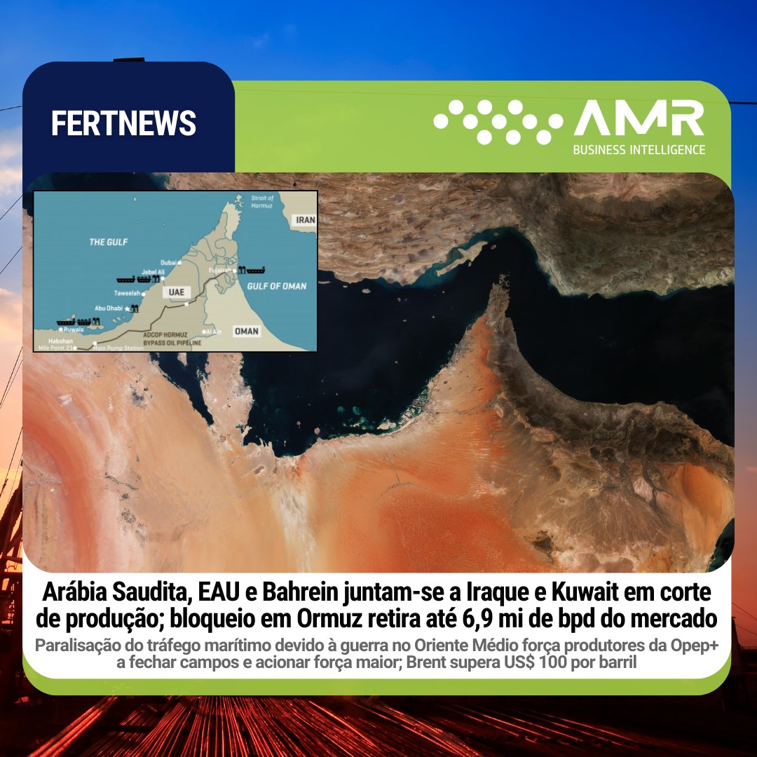Capa da postagem Arábia Saudita, EAU e Bahrein juntam-se a Iraque e Kuwait em corte de produção; bloqueio em Ormuz retira até 6,9 mi de bpd do mercado