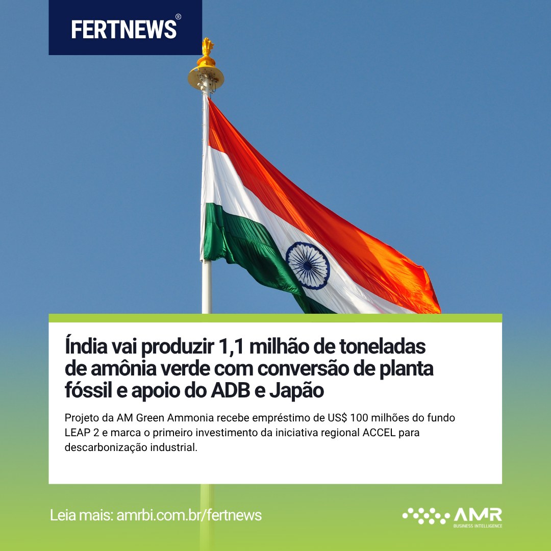 Capa da postagem Índia vai produzir 1,1 milhão de toneladas de amônia verde com conversão de planta fóssil e apoio do ADB e Japão