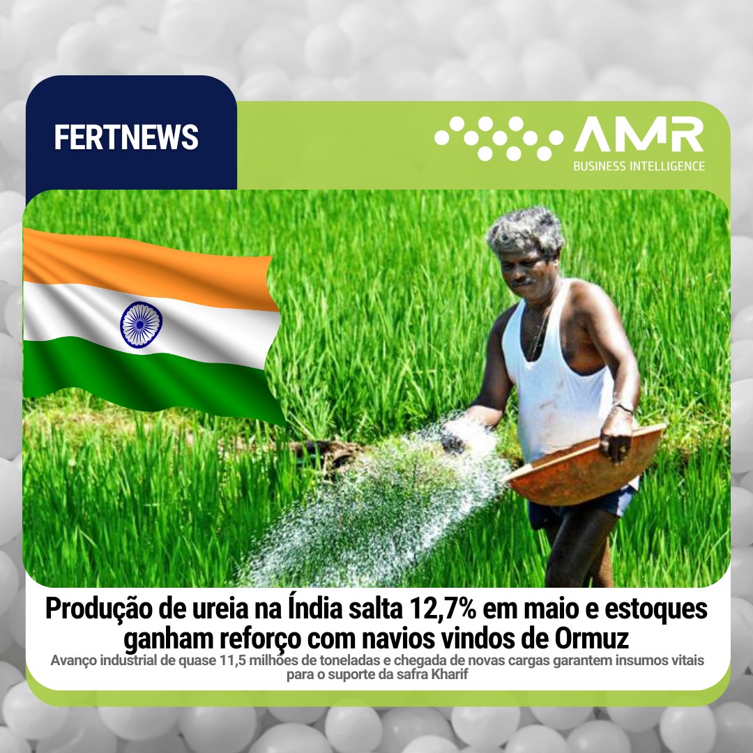 Capa da postagem Produção de ureia na Índia salta 12,7% em maio e estoques ganham reforço com navios vindos de Ormuz