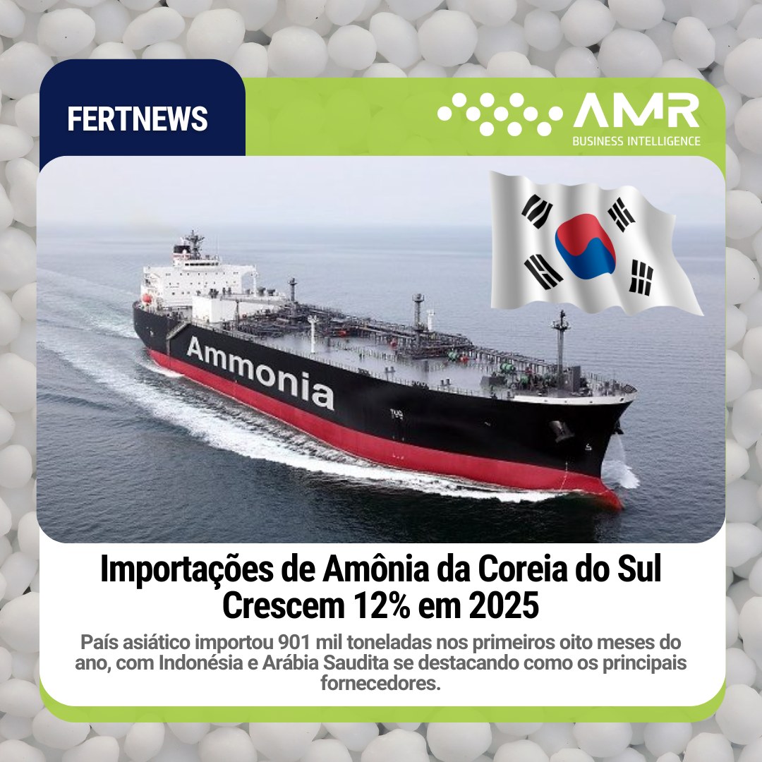 Capa da postagem Importações de Amônia da Coreia do Sul Crescem 12% em 2025